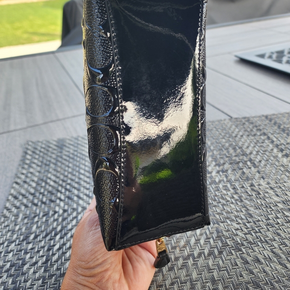 Coach Black Debossed Leather Pouch - Picture 4 of 10